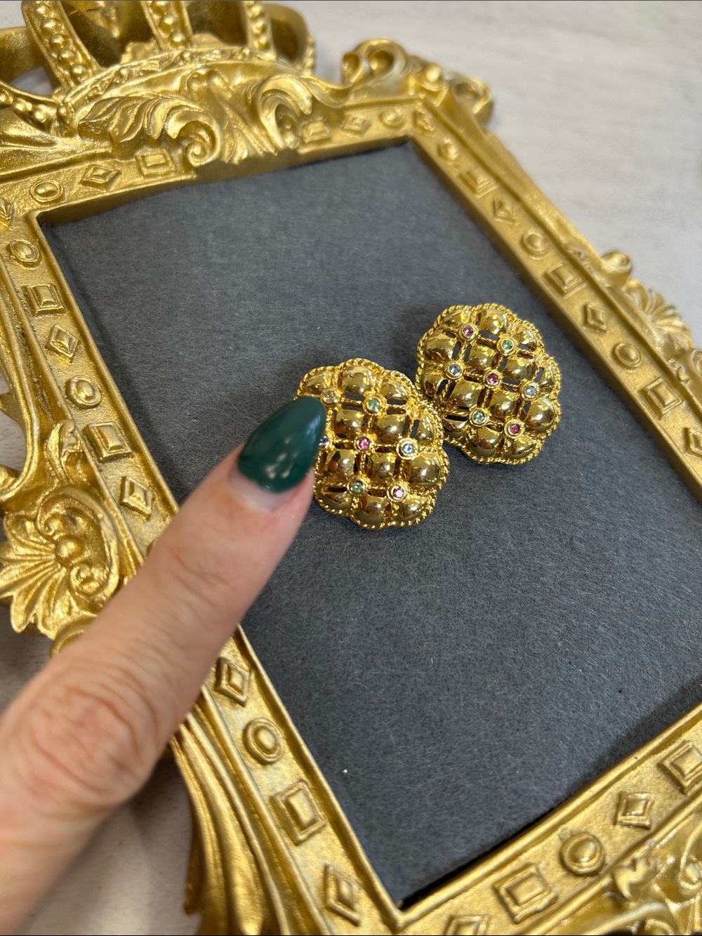 Craft!Gold Crystal Quilted Design Cluster Clip-On Earrings - Unbranded - Picture 4 of 5